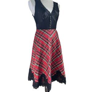 Adrianna Papell SILK Plaid Lace Skirt size 10